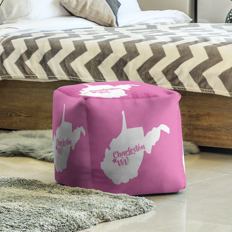 Upholstered Ottoman, Pink