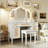 44.37" Vanity Desk with Tri-Fold Mirror and 13 Hollywood Bulbs