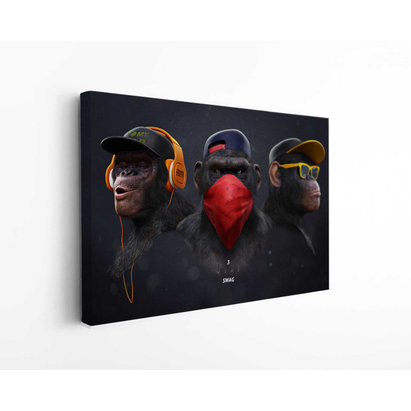 Wise Monkeys Swag Banksy, 16" H x 24" W