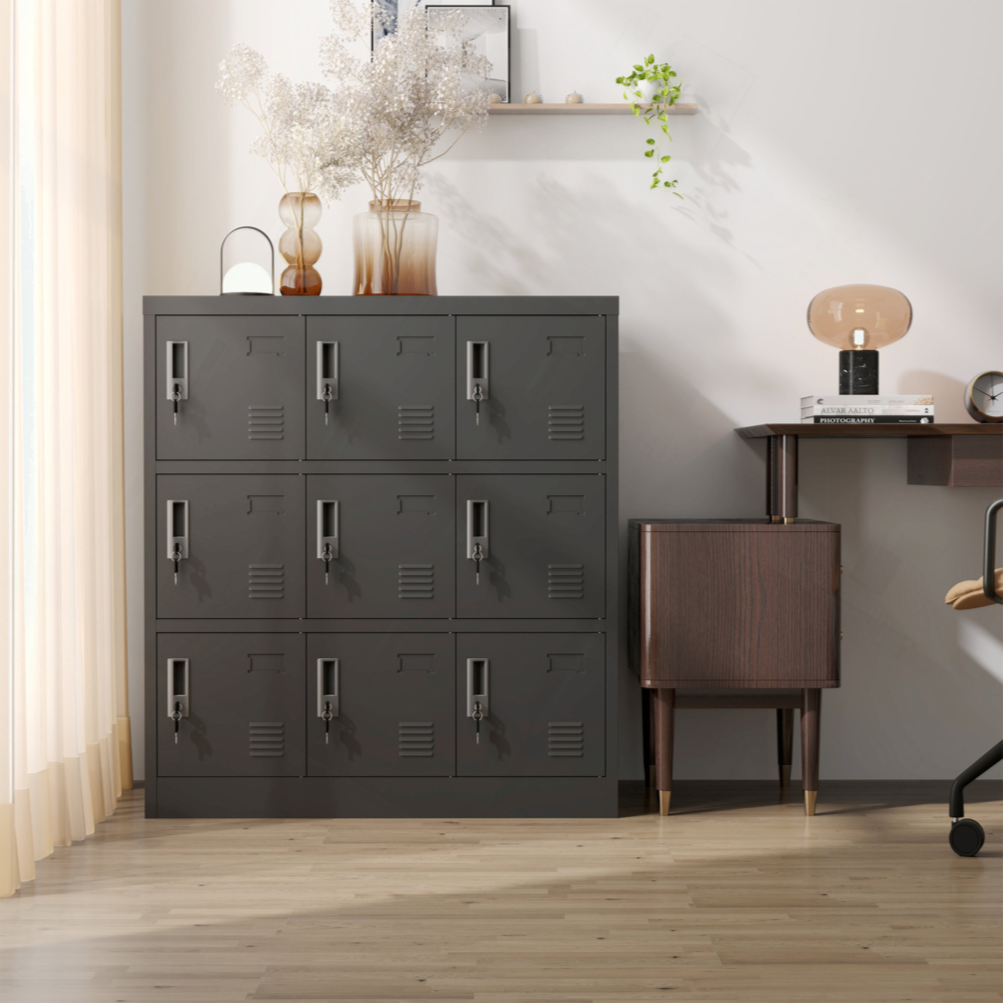 Winston Porter 9-Door Employee Storage Locker, Metal Lockers For Office ...