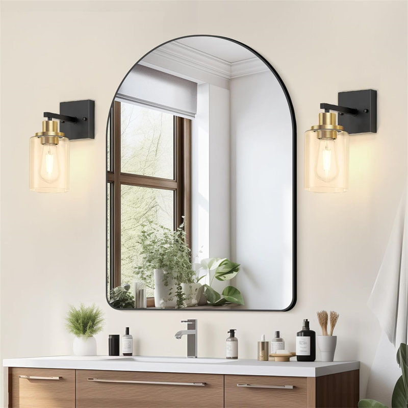 Annafran Armed Sconce, No, Matte Black/Gold
