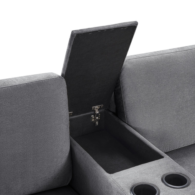 Canapé modulaire gris spacieux avec rangement multifonctionnel