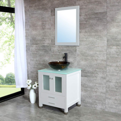 Ensemble de meuble-lavabo simple 24,8 po avec miroir Abniel