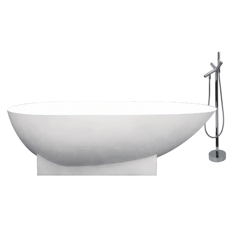 Shea 72'' x 36'' Soaking Stone Bathtub with Faucet
