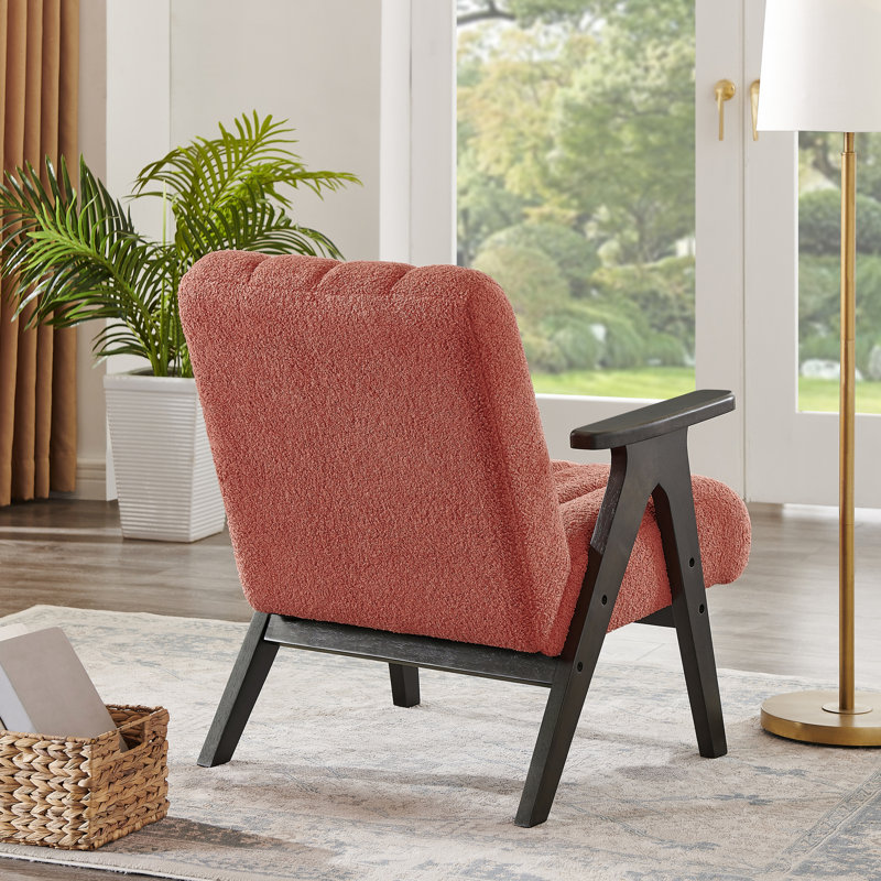 Chaise d'appoint en bois avec assise corail moderne et élégante, Corail
