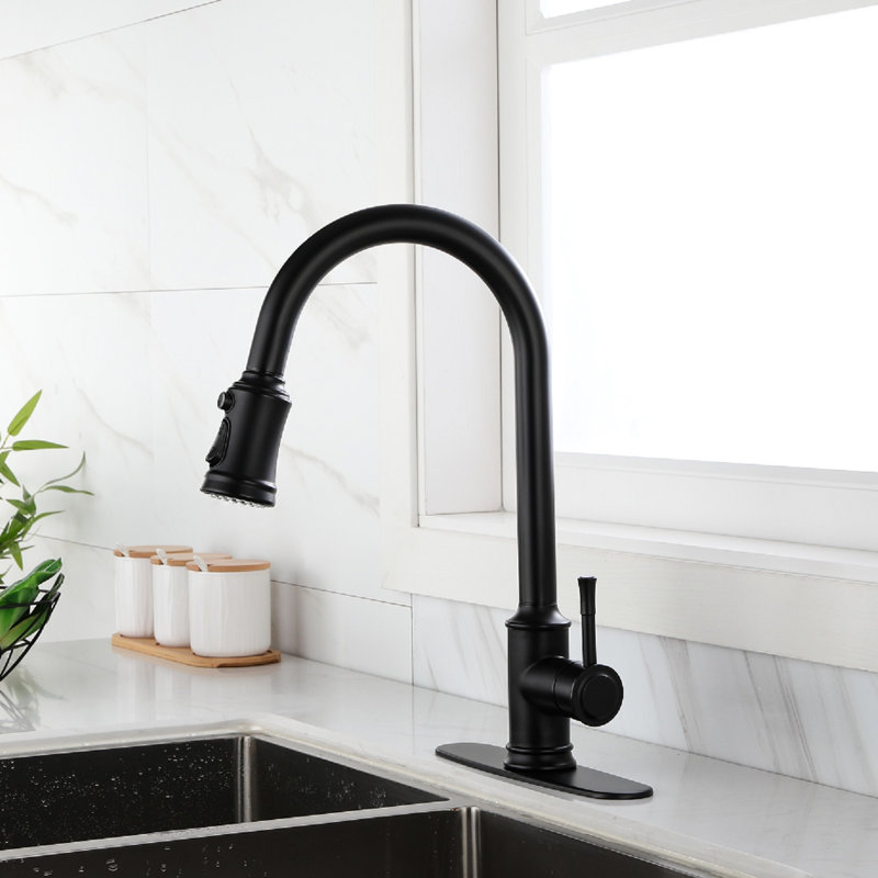 Touch Kitchen Faucet With 360 - Degree Pull Down , Stainless Steel In Matte Black, Single Handle Water Temperature And Flow Control, Corrosion , 16.73 Depth, 10.31 Width, 2.52 Height, 4.73 Lb Weight