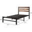 Structure de lit plateforme rustique simple - Base de lattes en métal noir solide avec sommier inclus. Aucun sommier n'est requis.