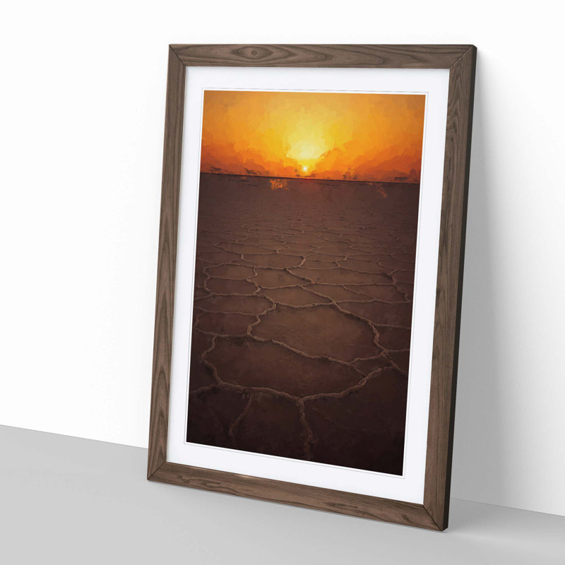 Sunset over a Salt Lake in Iran in Abstract - Picture Frame Graphic Art Print, Walnut Framed, 87cm H x 62cm W x 2cm D