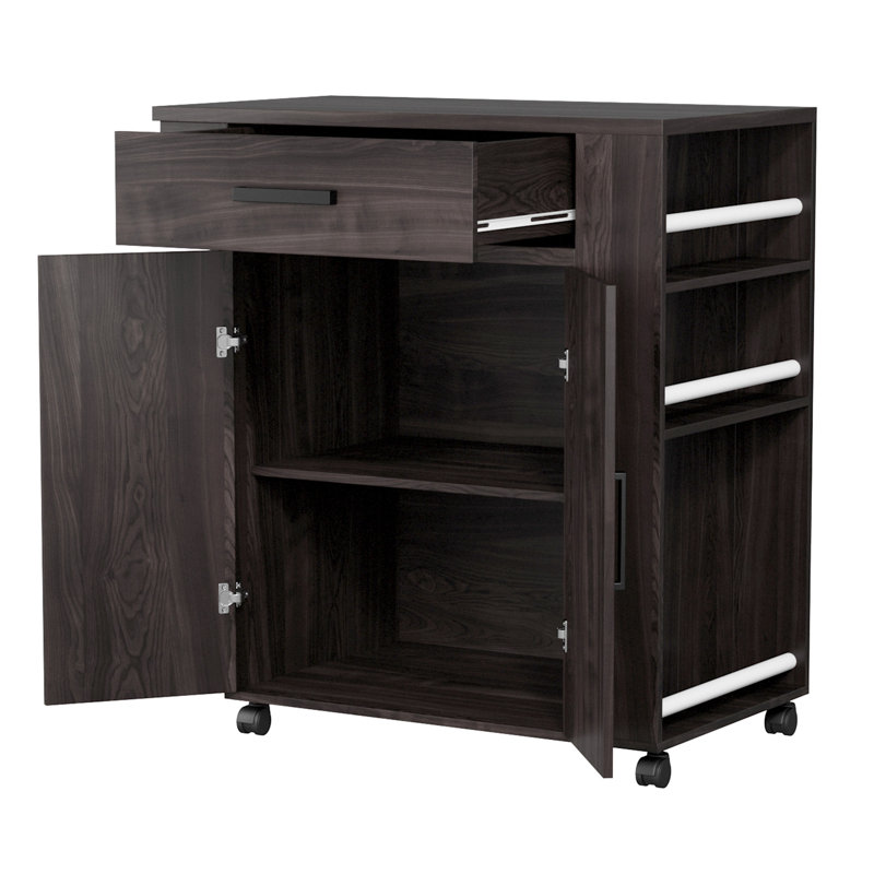Chariot de cuisine à roulettes avec armoire de rangement Latitude Run® Shelby, Tabac