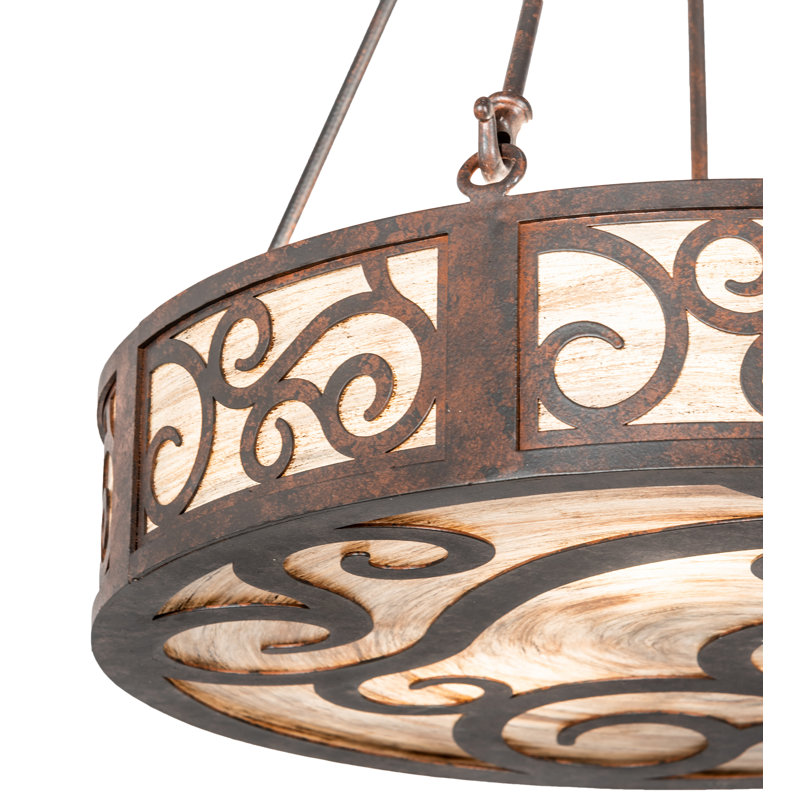 Cajun Spice Brown Drum Pendant with Beige Glass