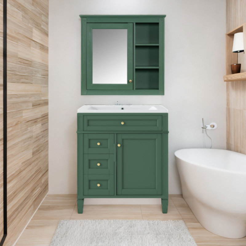 Ensemble de meuble-lavabo simple avec plateau Desmir, Vert