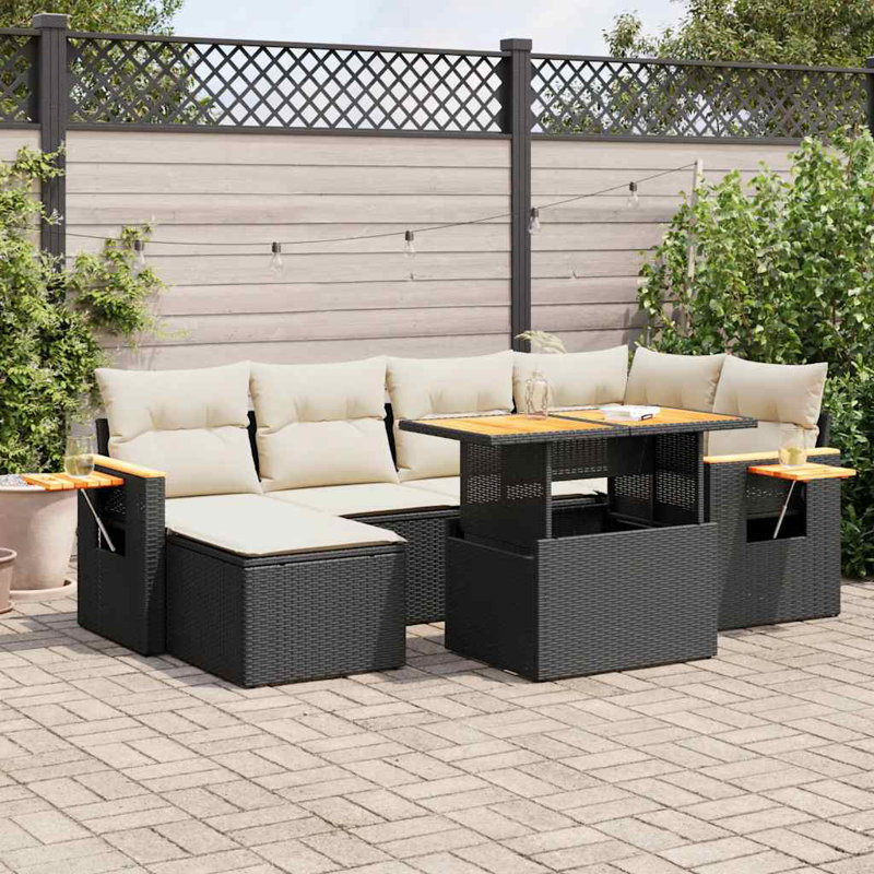 Ensemble de canapé de jardin Vidaxl noir, blanc crème