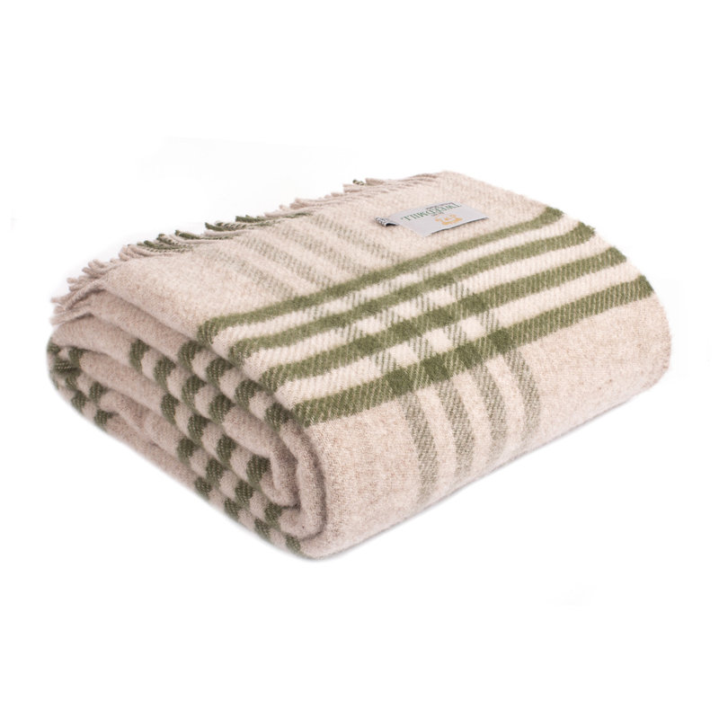 Lifestyle Hex Check Throw Plain Weave / Muslin Throw Blanket, Olive Green