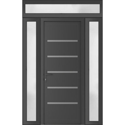 Porte en métal-plastique pré-suspendue à l'avant | Manux 8415 gris anthracite | 2 traverses latérales et latérales supérieures | Bureau Portes de garage commerciales et résidentielles 54 po x 94 po (l 12 + 30 + 12 po x H 80 + 14 po)