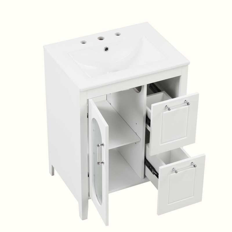 Rease 24'' Single Bathroom Vanity with Solid + Manufactured Wood Top, White
