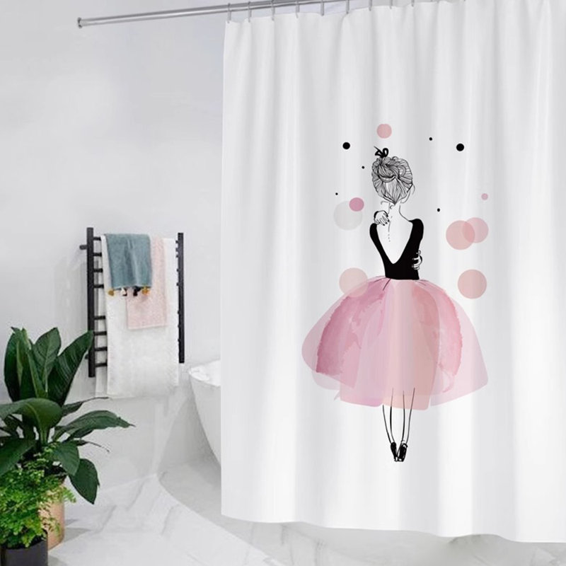 Rideau de douche en polyester avec crochets