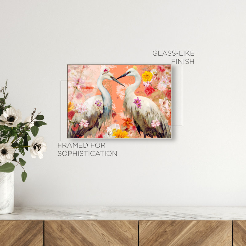 Contemporary Chinoiserie Aviary Canvas Animals Print by Oliver Gal, 17"H x 25"W, Silver Frame