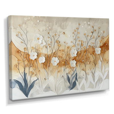 «Chaya Soft Creame Morning Glory Flowers Field II - Morning Glory», art mural sur toile