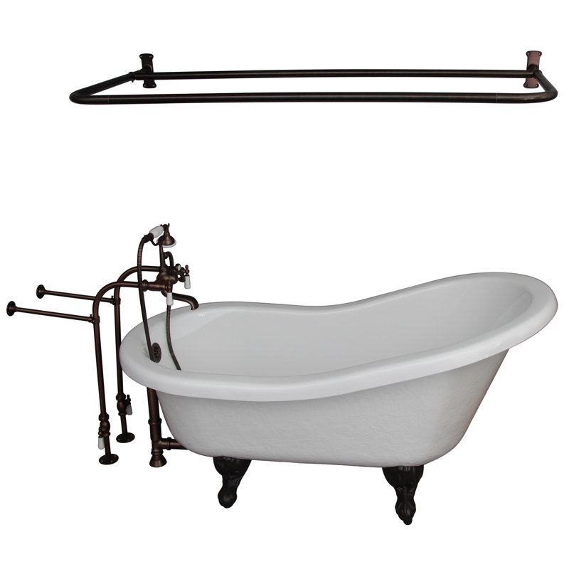 67 " L x 29.5 " W Freestanding and Mounting / Installation Required Soaking Acrylic Bathtub with Faucet