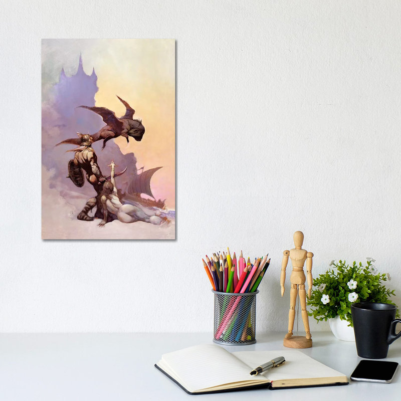 «Kavin's World» par Frank Frazetta, reproduction d'art sur toile tendue, H 12 po x l 8 po x P 0,75 po