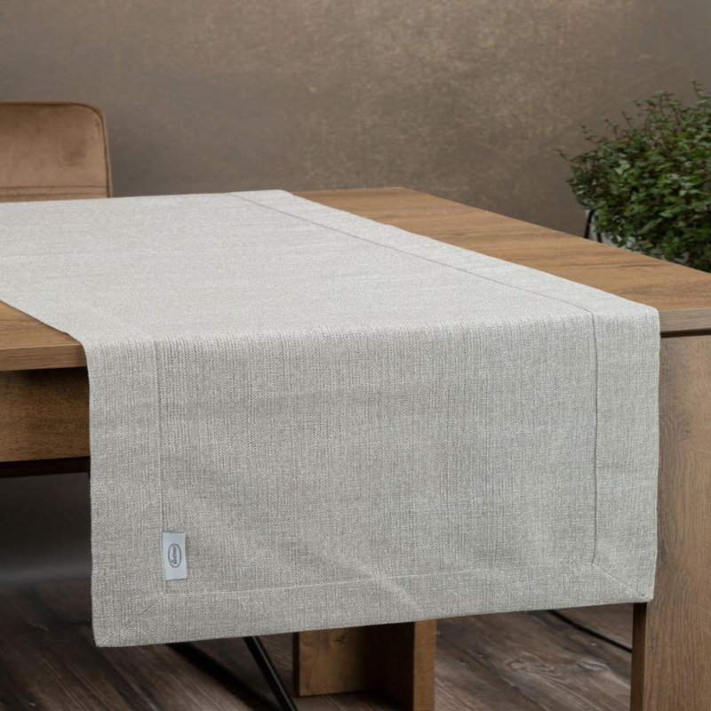 Stella Tablecloth 2 40 X 180 Cm Gold, 40cm W x 200cm L, Light Grey