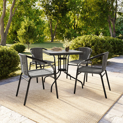 Chaises de restaurant empilables en rotin pour l'intérieur et l'extérieur Arthor par Flash Furniture