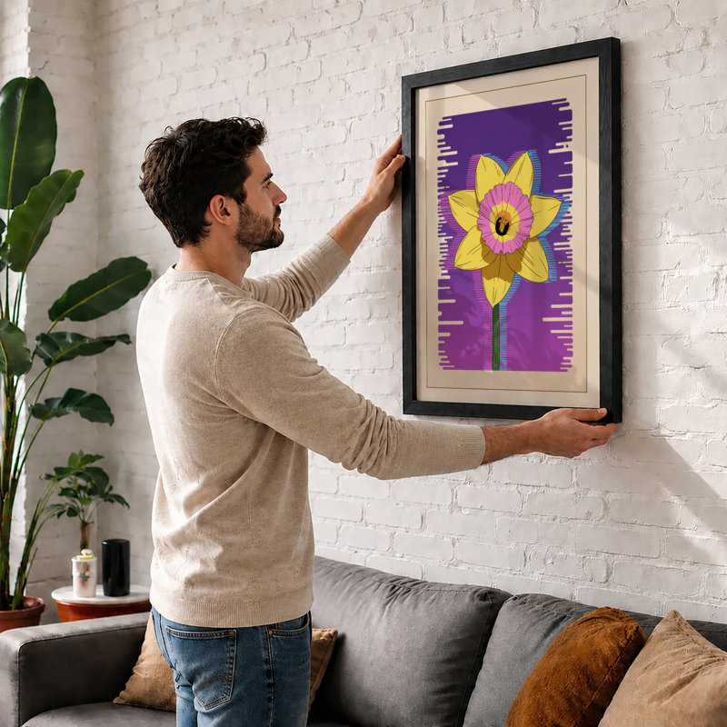 Cheerful Daffodil Botanical - Framed Print, A4 - 29.7 x 21.0 cm, Unframed