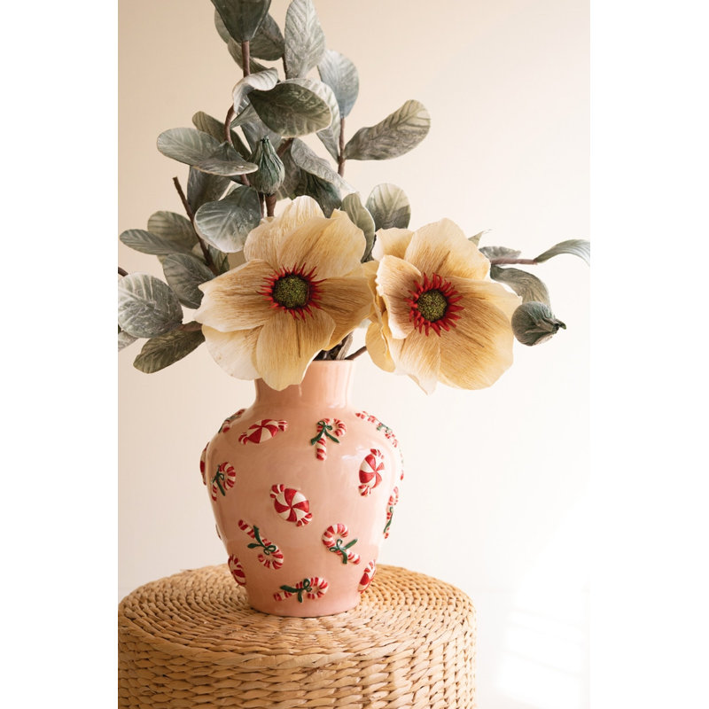 Vase en céramique avec détails menthe poivrée