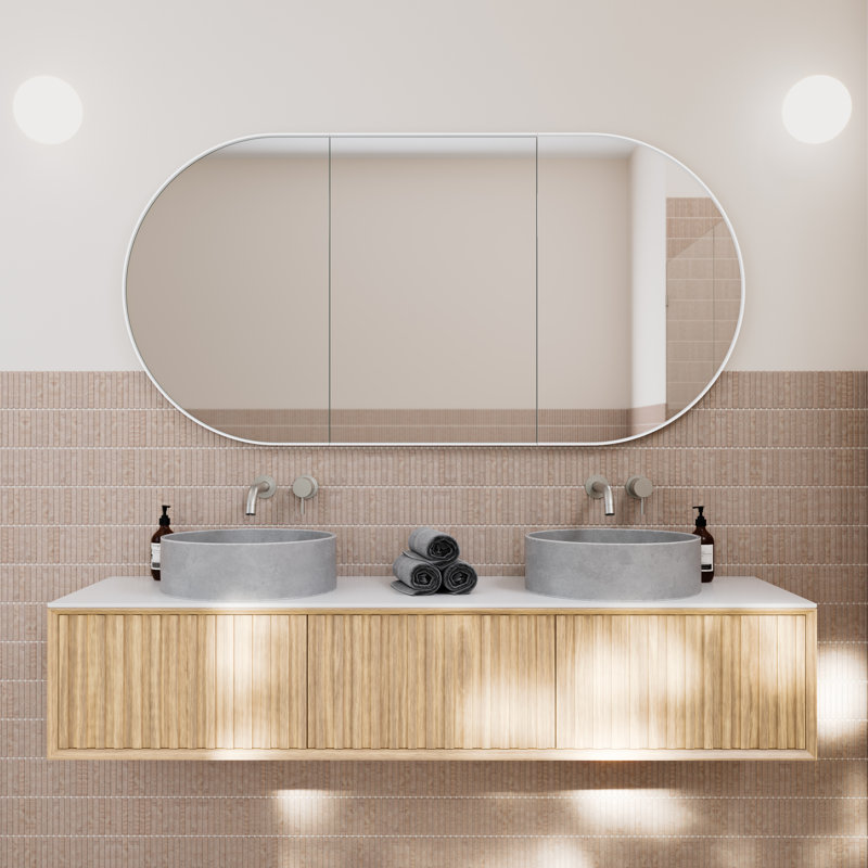 Recessed Framed 2 of Doors Medicine Cabinet with Adjustable Shelves, White