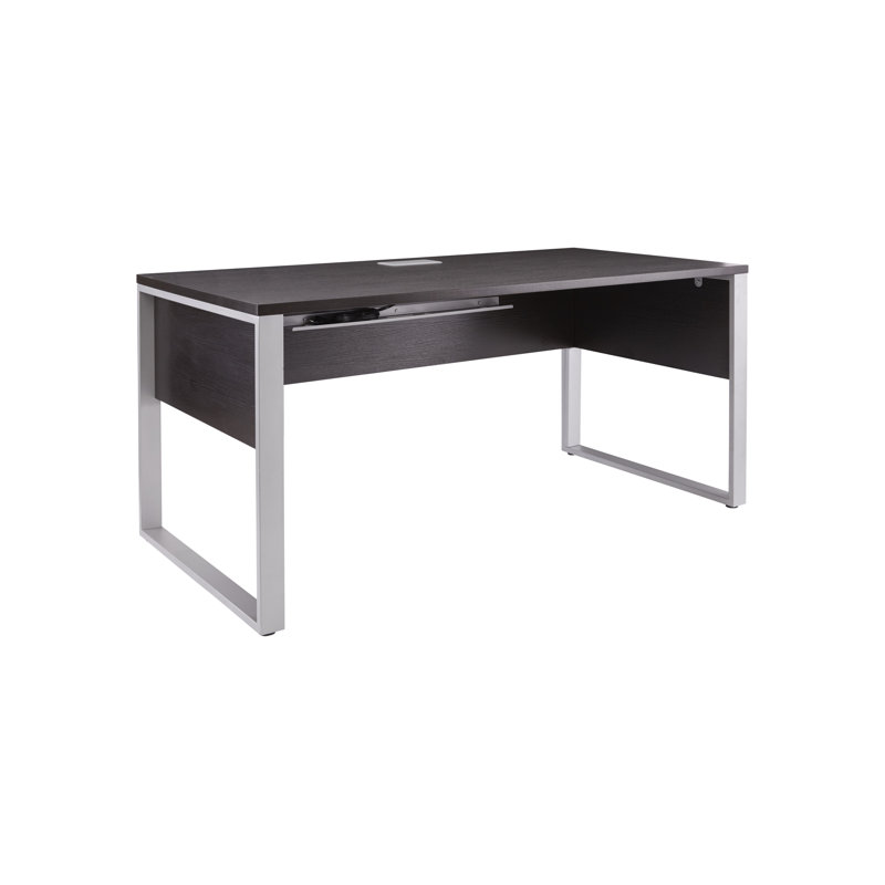 Bureau avec prises intégrées Maysey, H 28,7 po x l 71 po x P 32 po, Espresso / Argent