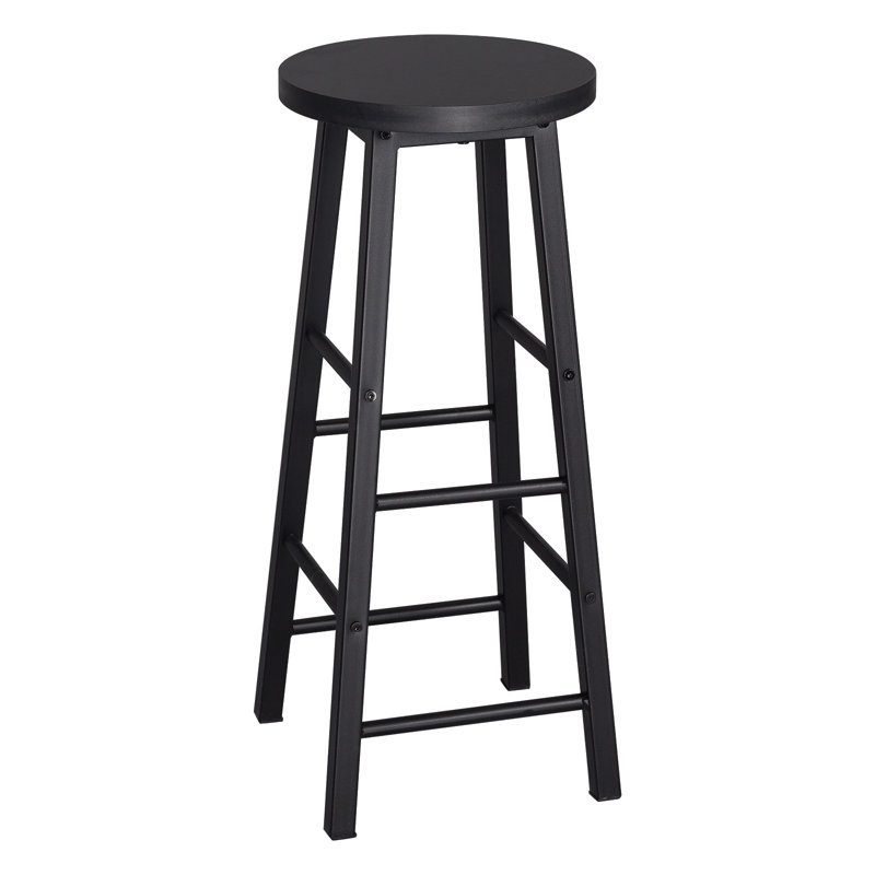 Haydenville Upholstered Counter Stool with Metal Frame, Black, Black