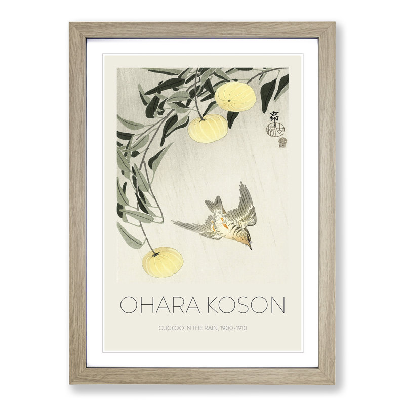 Cuckoo Bird In Flight by Ohara Koson - Single Picture Frame Print, Oak Framed, 65cm H x 48cm W x 2cm D