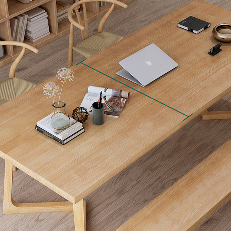 Bureau rectangulaire en bois massif Burlywood, H 29,53 po x l 78,74 po x P 31,5 po