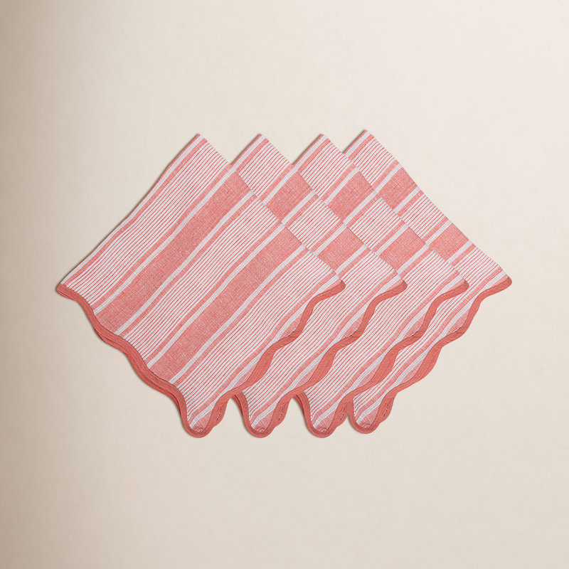 Cabana Stripe Napkins, Coral