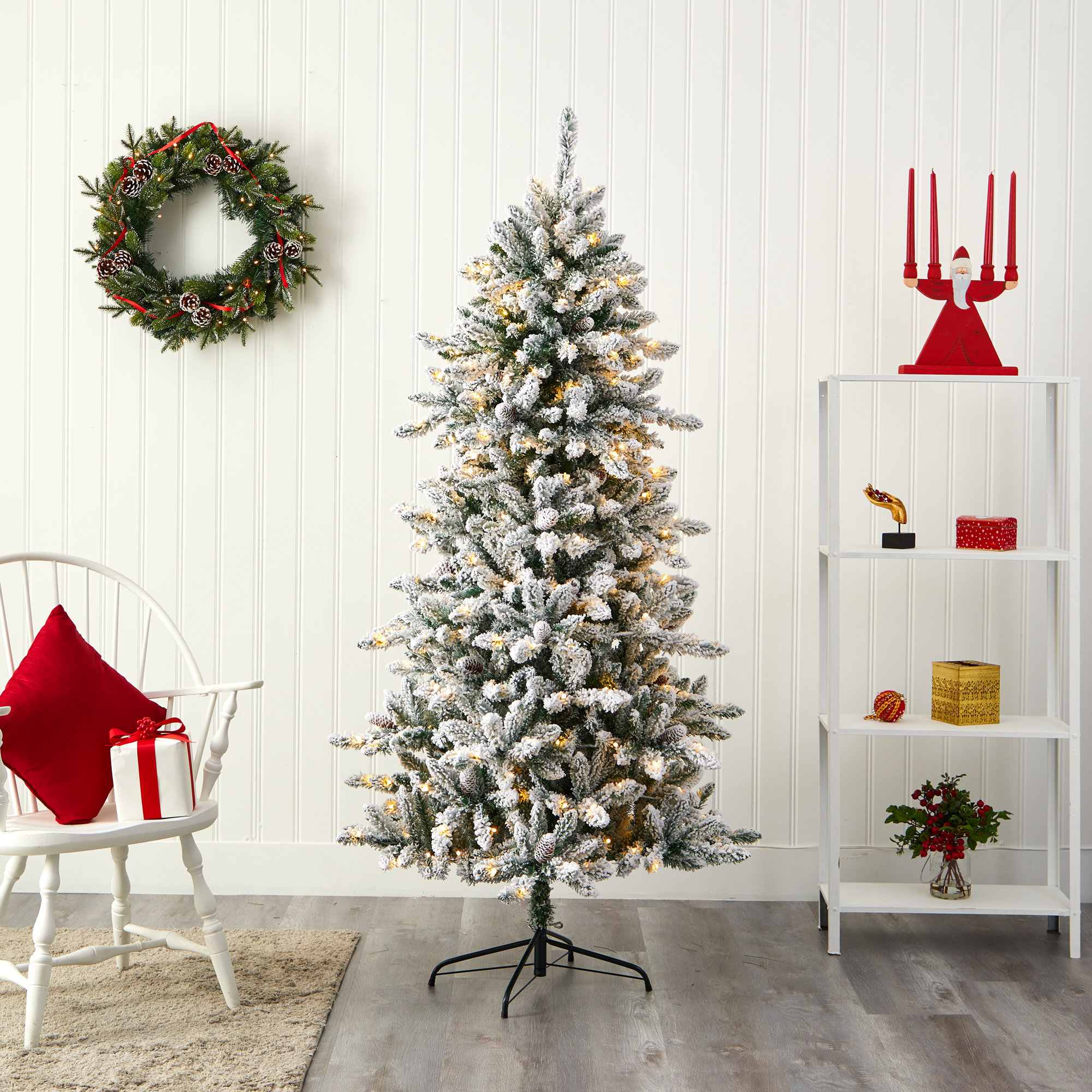 Lighted Artificial Fir Christmas Tree, 6.5' H