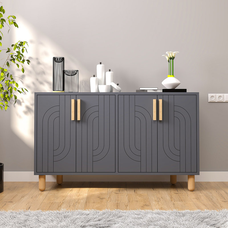 Console moderne anthracite de 47,2 po x 29,0 po x 11,6 po | 100% panneau de particules enduit de mélamine, épaisseur: 0,7 pouce | Conception géométrique élégante, parfaite pour le vestibule ou le salon, durable et élégante