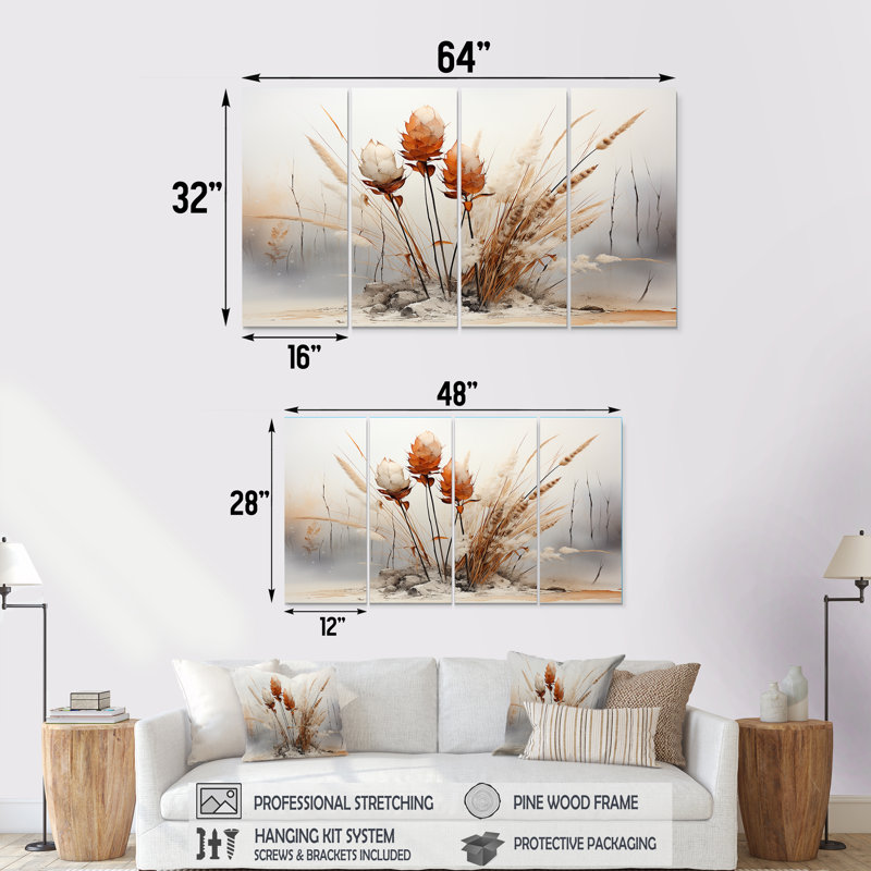Ensemble d'art mural rétro 4 pièces Botanica Herbs IV - Herbs, H 32 po x l 64 po