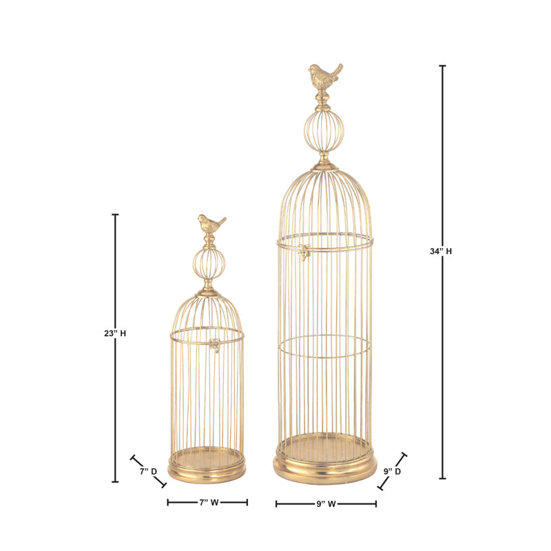 24-34" Metal And Resin Bird Cage 
