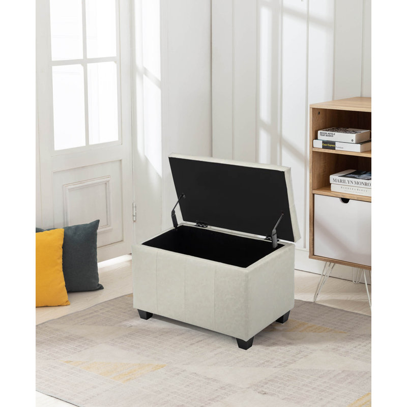 Banc de rangement en simili cuir Winston Porter Hima, Crème