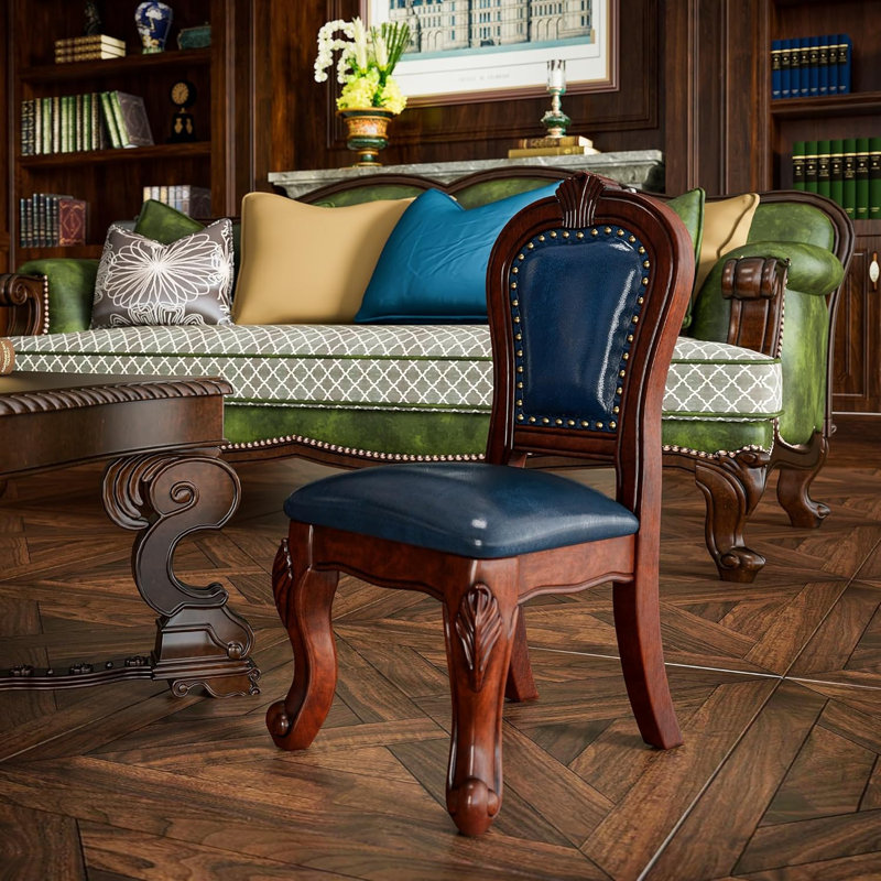 Chaise d'appoint en cuir végétalien Ilynn, Similicuir bleu
