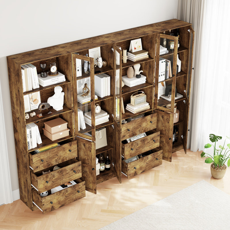 70.9'' H X 94.48'' W Book Cabinet Storage Bookcase Set