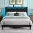 Platform Bed with Upholstered Headboard ,Bed Frame with LED lights and Charging Station-446560729-446560711