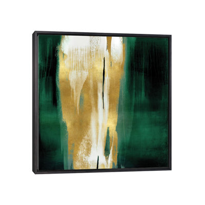 «Free Fall Emerald with Gold I» par Christine Wright - reproduction imprimée