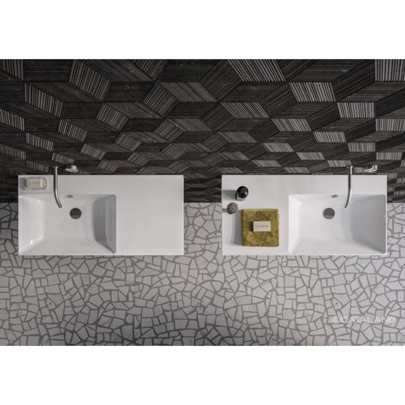 Catalano New Zero 19.69'' White Fireclay Rectangular Bathroom Sink with Overflow