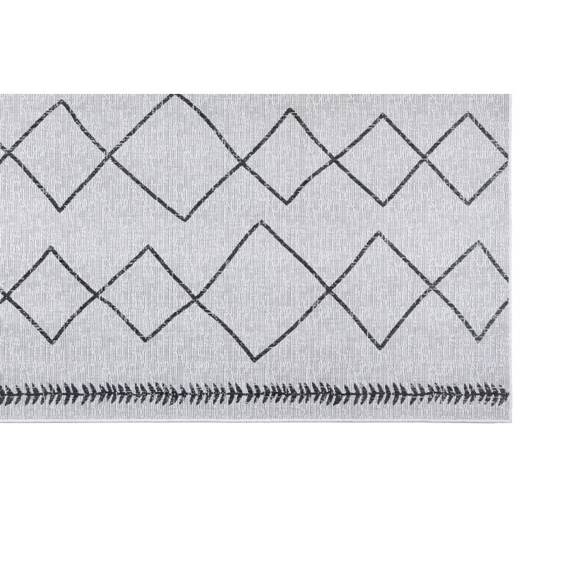 Tapis géométrique rectangulaire en jute / sisal tissé à la machine en gris / noir Veale, Rectangle 1 pi 8 po x 2 pi 7 po