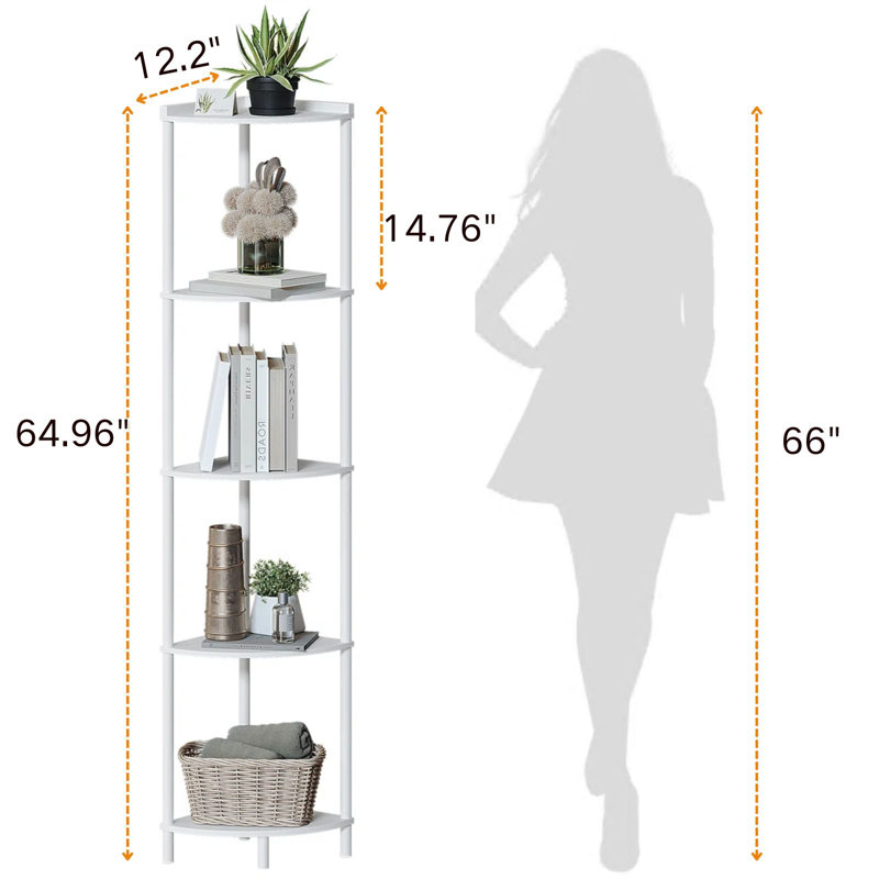 Swade 64.9" H x 12.2" W Corner Bookcase, White