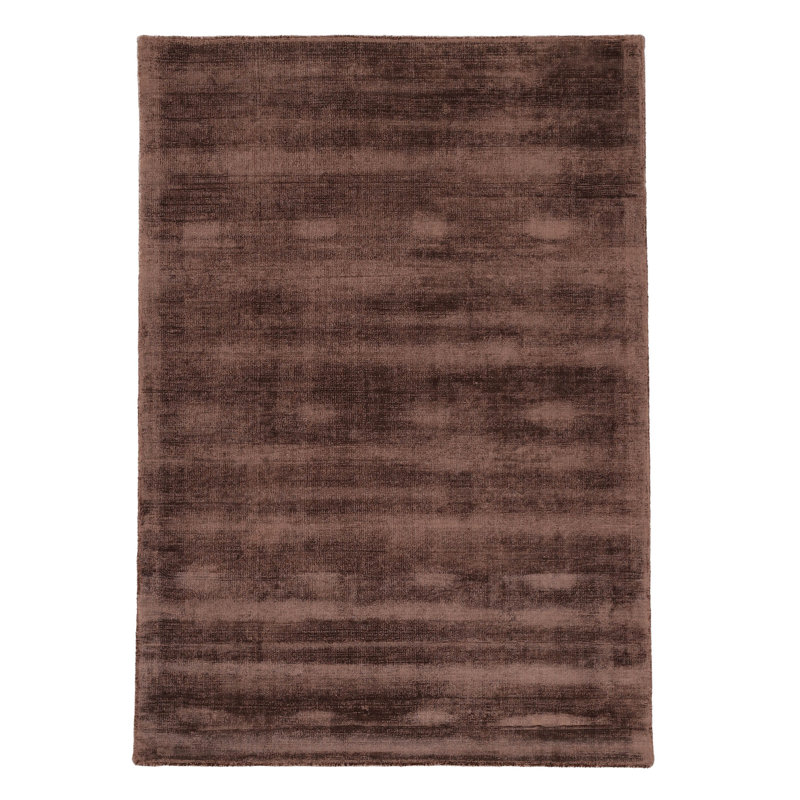 Ava Handmade Viscose Silky Solid Soft Dark Brown Rug, Rectangle 140 x 200cm