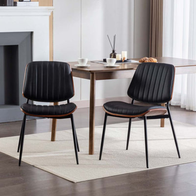 Ensemble de chaises de salle à manger rembourrées en similicuir avec dossier, pieds en métal