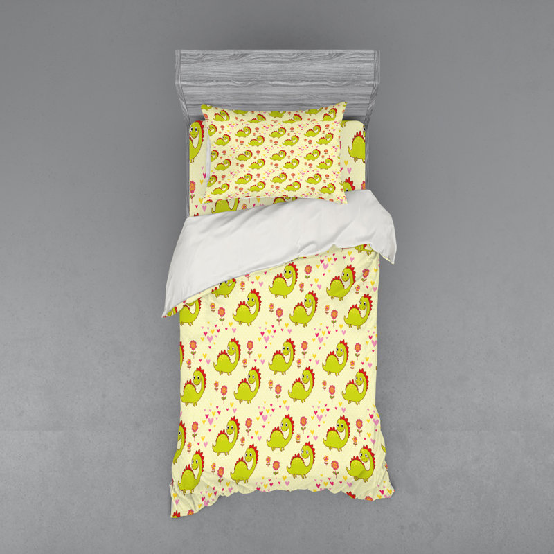 Ensemble de housse de couette en microfibre pistache / vert / jaune, Housse de couette simple + 6 pièces supplémentai