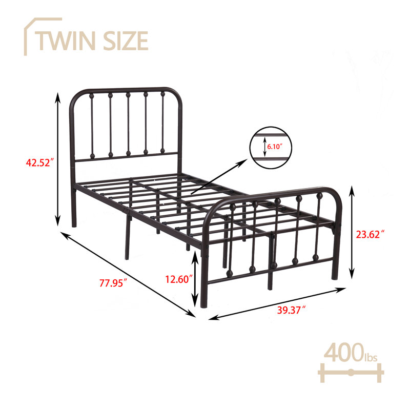 Nayala Metal Spindle Bed, Twin, Brown